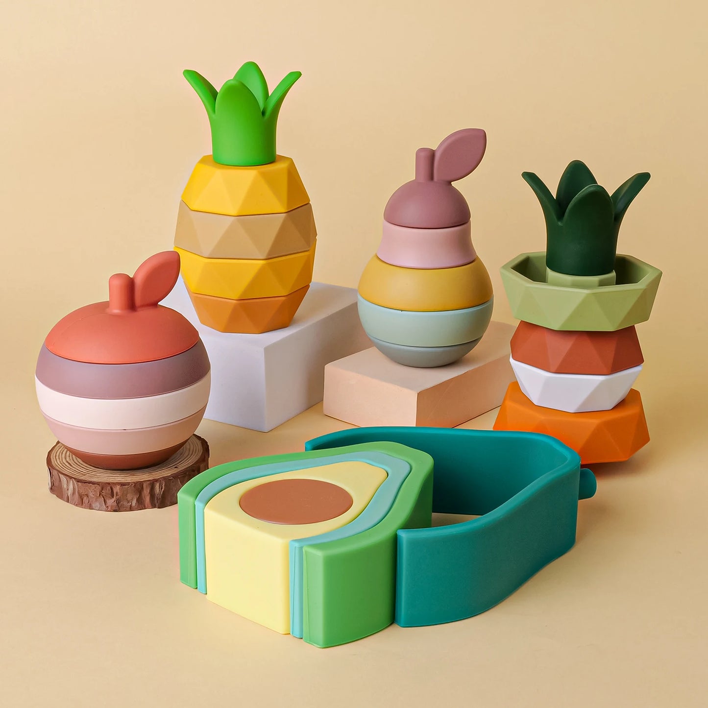 Silicone Fruit Stacking Toys – BPA-Free Building Blocks