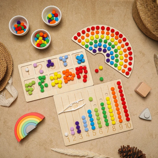 Wooden Number Sorting and Counting Board – Educational Toy for Cognitive Development