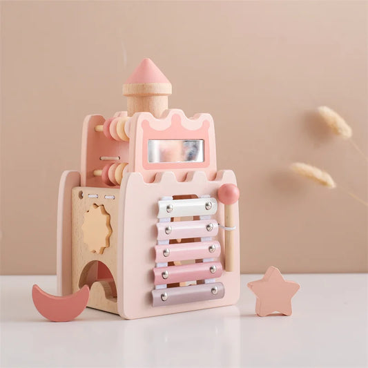 Wooden Castle Busy Board – Multifunctional Educational Toy