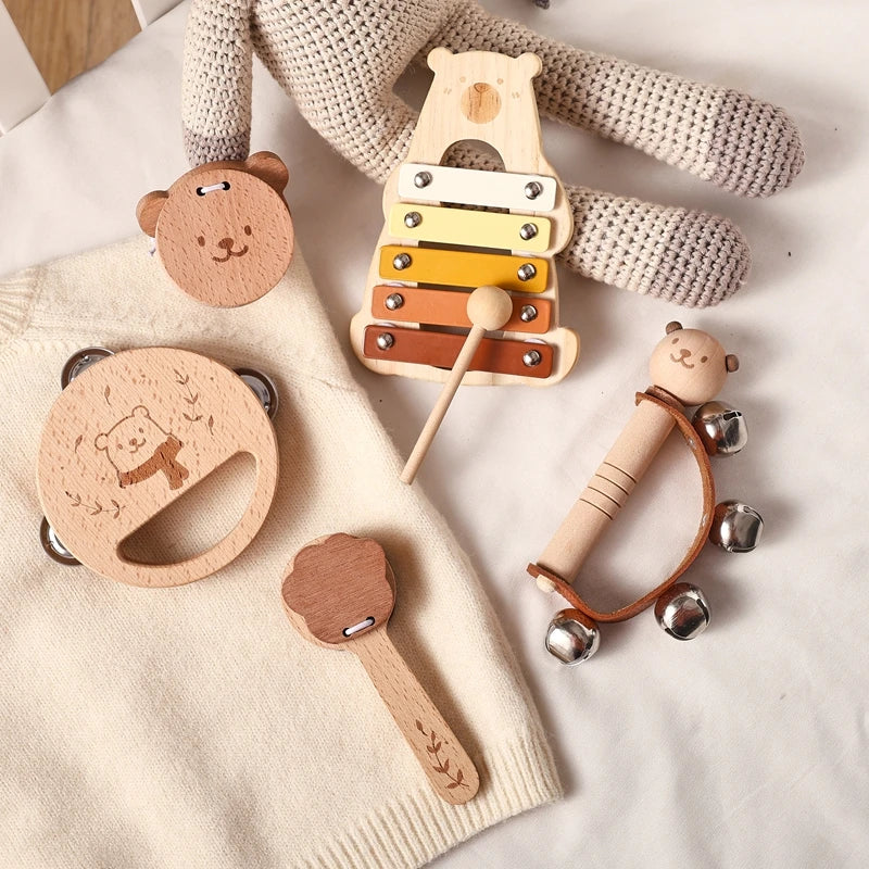 Wooden Musical Instrument Set for Kids – Montessori Baby Toys with Xylophone and Percussion Instruments