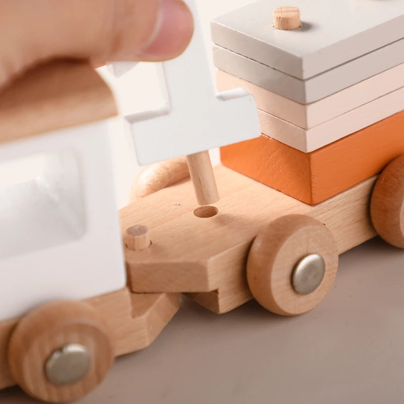 Montessori Wooden Train Toy for Toddlers – Educational Stacking and Counting Playset