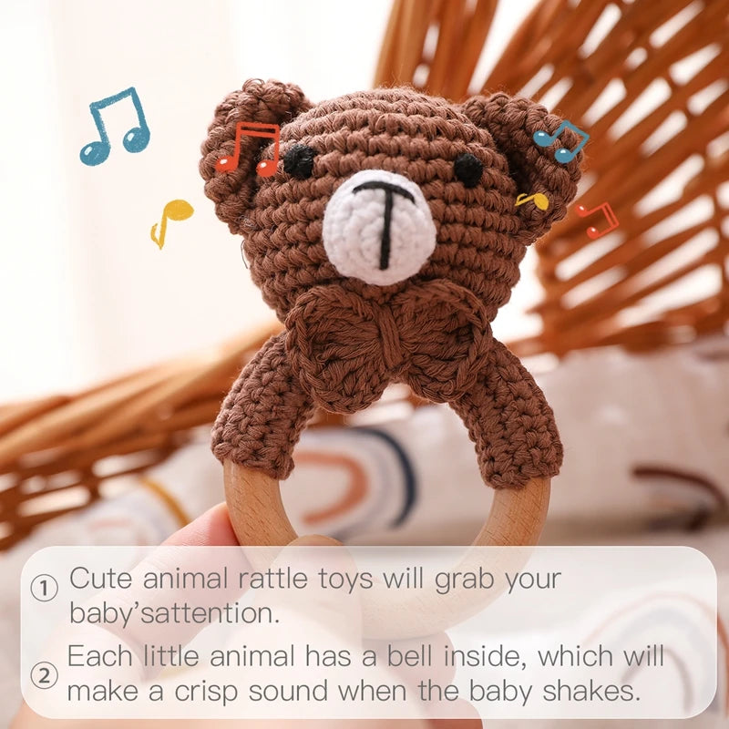 Handmade Crochet Animal Rattle Teething Toy