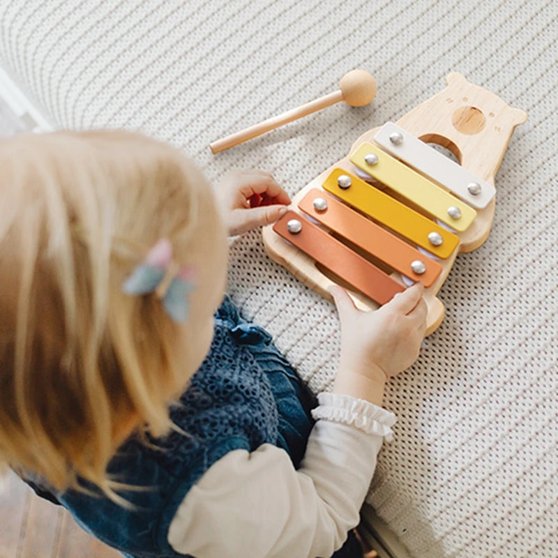 Wooden Musical Instrument Set for Kids – Montessori Baby Toys with Xylophone and Percussion Instruments