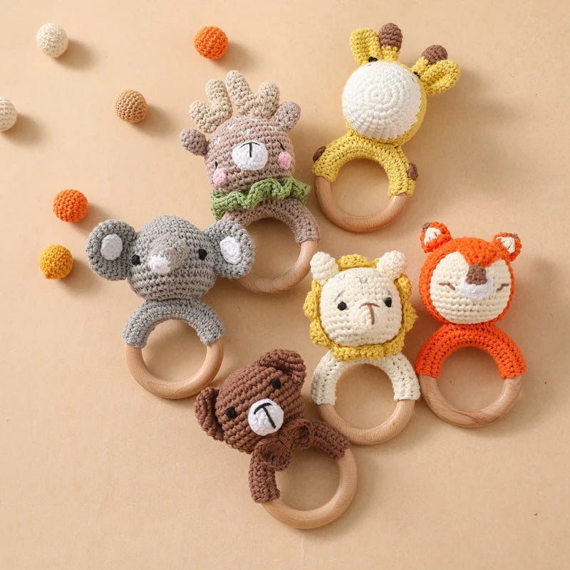 Handmade Crochet Animal Rattle Teething Toy