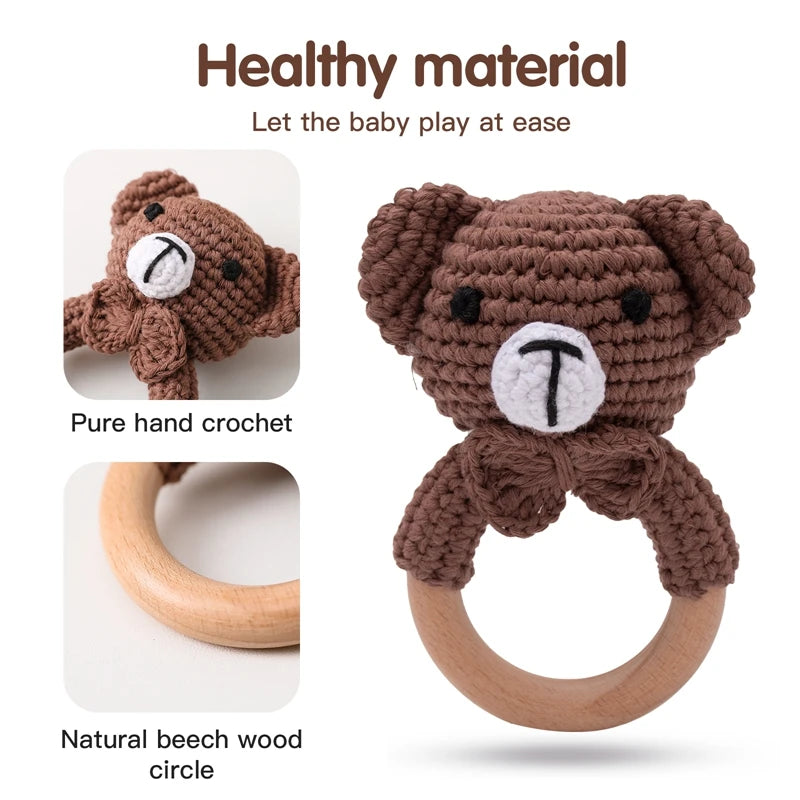 Handmade Crochet Animal Rattle Teething Toy