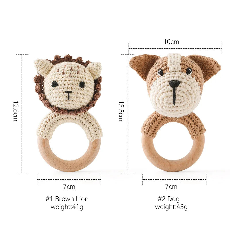 Handmade Crochet Animal Rattle Teething Toy