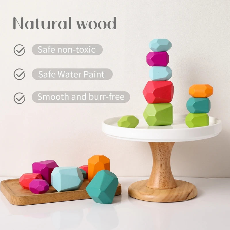 Wooden Balancing Stacking Stones